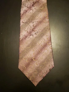 Bocara Krawatte Krawatte rosa gestreift Paisley strukturiert XL Seide groß Mann 60" lang - Bild 1 von 22