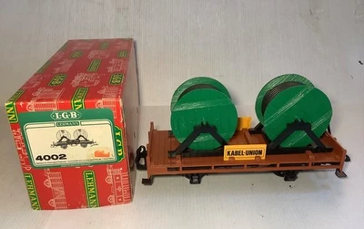 LGB 4002 G Scale Kabel Union Flatcar with Cable Reels - Image 1 of 4