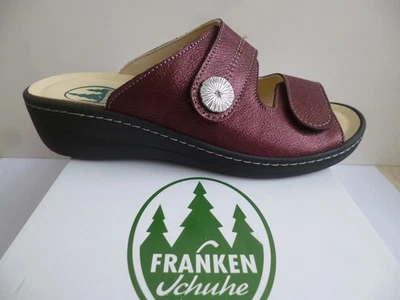 Franken Schuhe Pantolette Pantoletten Hausschuhe Sandalen Leder bordeaux rot