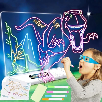 Lavagnetta in Acrilico Con Luci a LED, Lavagna Luminosa Bambini, Trasparente Lav - Immagine 1 di 4