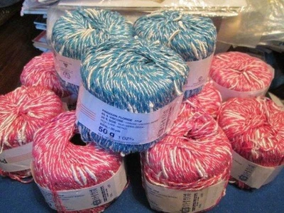 13 Balls Pingouin Floride 65% Viscose/35% Silk Yarns-10 Pink #107/3 Blue #109 - Image 1 of 4