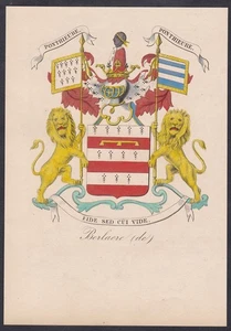 Berlaere Coat of Arms Blason Engraving 1845 - Picture 1 of 1