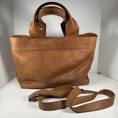 Raven + Lily, Medium Natural Leather Brown Tote w/ Shoulder Strap Patina 14x9” - Image 1 of 4