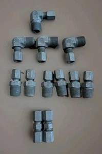 (12) Compression Fitting(s) Elbows, Adapters, Connectors Black Oxide - Picture 1 of 5