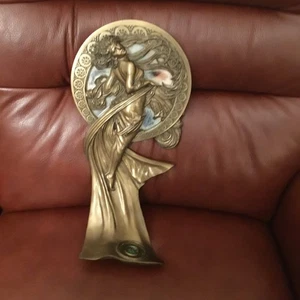 Wunderschöner, Jugendstil Spiegel und Kerzenleuchter, 39cm Bronzeoptik  - Bild 1 von 3