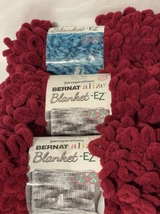 Lot of 3- Bernat Alize Blanket-EZ Yarn-Color: Burgundy -ALL NEW - Picture 1 of 3