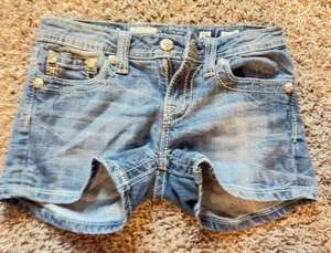 Miss Me Shorts Girls 8 Blue Medium Wash Denim JK5815H2 Diamond Embellished - Picture 1 of 5