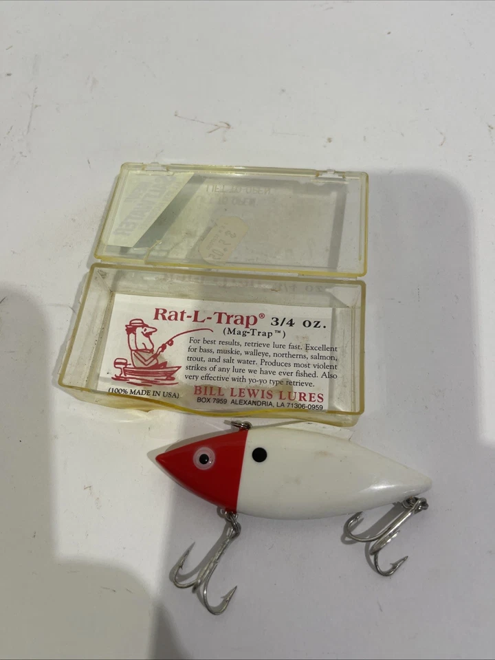 Bill Lewis 3/4 OZ Mag Force Rat-L-Trap 3.5" Blanco Rojo Cabeza Tío Ted Agua Salada Foto 1 de 4