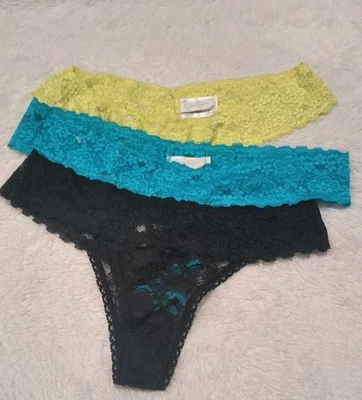 Paquete de 3 bragas Jessica Simpson de encaje/cheeky verde neón azul negro talla L... Foto 1 de 4