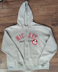 Walt Disney World Mickey Mouse Club Zip Up Hoodie Gray Sweatshirt Size Medium - Picture 1 of 13