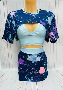 Paint Splatter Co Cord Rave Festival Dance Outfit Wear 12 - Picture 1 of 3