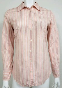 J Crew Womens Top Size Small Slim Fit Long Sleeve Pink Peach Striped Button - Picture 1 of 5