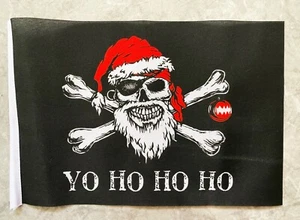 PACK DE 4 MINI BANDERAS YO HO PIRATA NAVIDAD NAVIDAD pequeña 9"x6" - Imagen 1 de 1