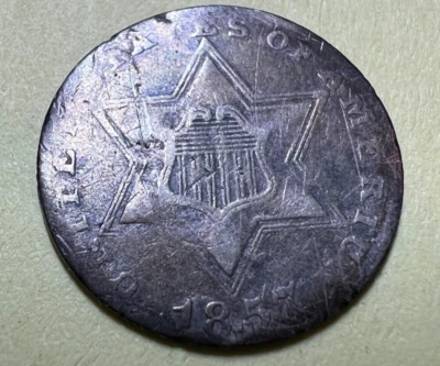 1857 3 Cent Silver Piece TRIME THREE CENT SILVER Coin - Image 1 of 4