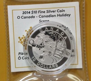 Moneda de plata fina de 10 dólares O Canada 2014: escena navideña canadiense - Imagen 1 de 1