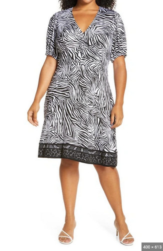 Abito Michael Kors Mix con stampa animale da $125 in viscosa bianco nero [2X]