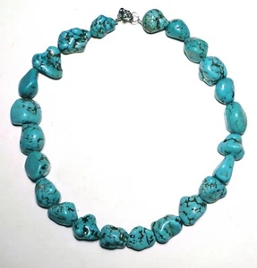 DECLARACIÓN Vintage MAGNASITA Gran Cuentas TURQUESA Trozo COLLAR 20 3/4" X 5/8" - Imagen 1 de 2