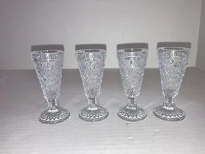4 cut glass shot sherry liquor glasses - Picture 1 of 3