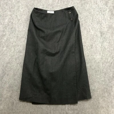Falda Talbots Petites Mujer Talla 10P Lana Pura Gris Botón Frontal Envoltura Midi EE. UU. Foto 1 de 4