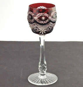 Glas Weinglas Kristall Überfangglas handgeschliffen um 1950 R736 - Picture 1 of 16