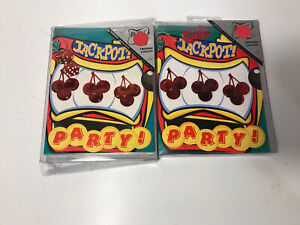 LOT OF 2 AMSCAN PARTY INVITATIONS CASINO JACKPOT 8 CARDS-ENVELOPES