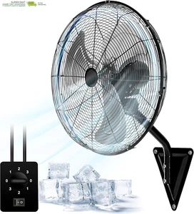 20” Wall Mount Fan 7000 CFM High Velocity Wall Industrial Fan 120° Oscillating F - Picture 1 of 6