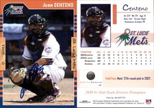 Juan Centeno Signed 2011 Grandstand St. Lucie Mets #NNO Card Auto AU