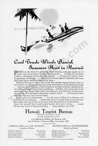 Hawai'i 1930 viaje y turismo línea Matson estampado coleccionable vintage anuncio (240) - Imagen 1 de 1