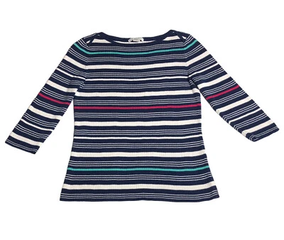 Liz Claiborne Sweater Womens XL Petite Striped Knit Ribbed 3/4 Sleeve Preppy - Image 1 of 4