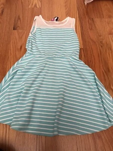 turquoise and white striped summer dress for girls size 6x - Picture 1 of 3