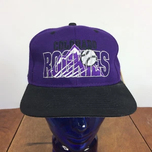 NOS Deadstock VTG Colorado Rockies Purple MLB Baseball Snapback Wool Hat Cap - Bild 1 von 7