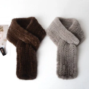 Women's Real Mink Fur Scarf Winter Warm Rose Neckerchief Handmade Multicolor - Picture 1 of 28