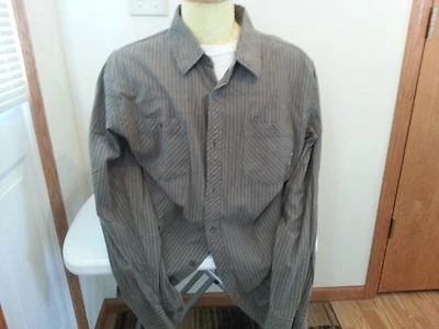 Horny Toad brown, orange, white stripe long sleeve button down - mens XL - Image 1 of 4