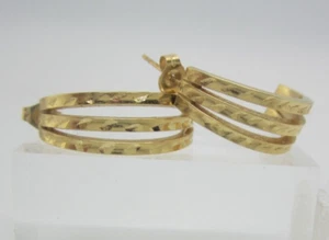 STUNNING LADIES 14K YELLOW GOLD HALF HOOP (7/8") EARRINGS    2.6G - Picture 1 of 8