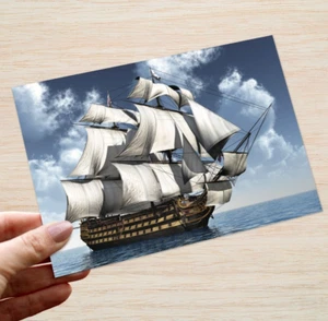 Tarjeta en blanco de cumpleaños HMS Victory barco histórico barco naval Royal Navy Nelson - Imagen 1 de 10