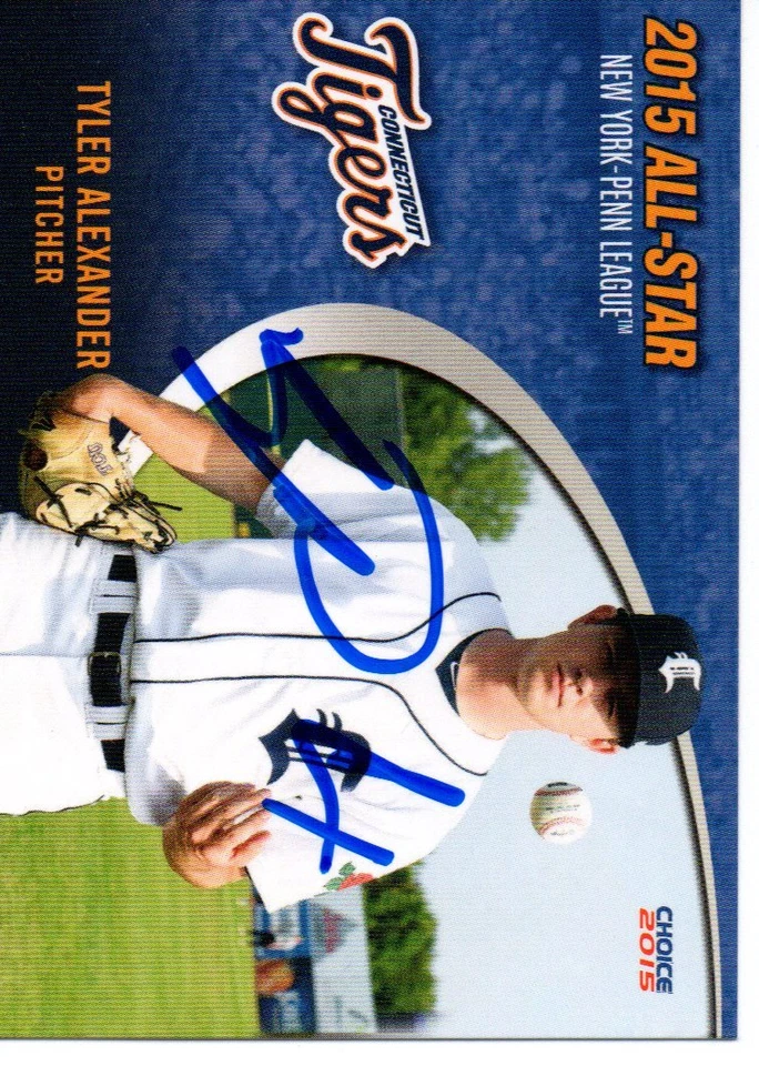 Tyler Alexander 2015 Connecticut Tigers New York-Penn All Star Game Signed Card - Image 1 of 1