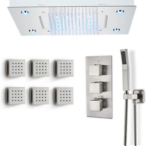 Juego de Grifo de Ducha LED de Lujo Cabezal de Ducha Combo Sistema Termostático Válvula Mezcladora - Imagen 1 de 13