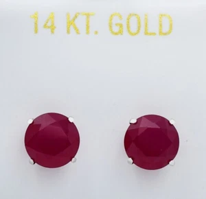 GENUINE 7.46 Cts RUBY STUD EARRINGS 14K WHITE GOLD -  Free Appraisal Service - Picture 1 of 7