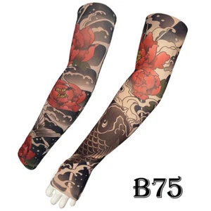 Fake Temporary Tattoo Arm Sunscreen Sun Protection Sleeves Half-Finger UV Cover - Picture 1 of 7