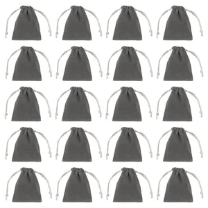 20 pezzi sacchetto con coulisse floccato 2 x 2,8 pollici sacchetti per gioielli sacchetti regalo, grigio intenso - Foto 1 di 7