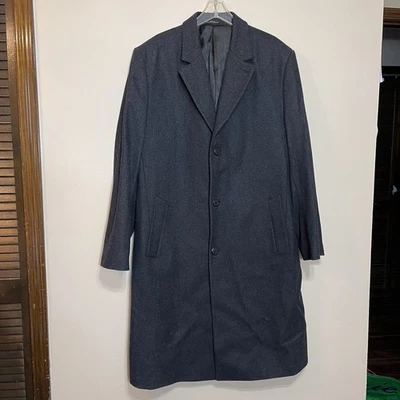 London Fog Signature Charcoal Gray Wool Blend Overcoat Top Coat Men's Size 46L - Image 1 of 4