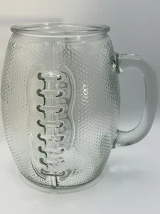 XL Glass Football Beer Mug Giant Stein Tailgate Party Drink Vintage - Picture 1 of 12