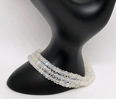 7.25-9.25" Rainbow Moonstone 3-Row Beaded (925 Sterling Silver) Bracelet - Image 1 of 4