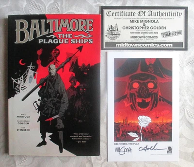 Baltimore: Plague Ships NYCC Signed Mike Mignola,Chris Golden Book & Print COA - Image 1 of 4