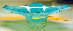 ARCHIMEDE SEGUSO Console Bowl Murano Art Glass Midcentury BLUE ALABASTRO - Picture 1 of 5