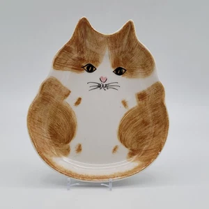 Vintage N.S. Gustin Co. Orange & White Fat Cat, Bowl, Soap, Trinket, Spoon Dish - Picture 1 of 11