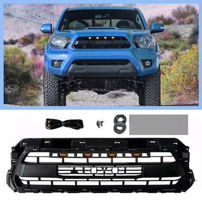For 2012-2015 Tacoma Front Grille Bumper Grill w/Led Amber Lights Matte Black Foto 1 de 4