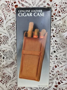 Estuche de cigarros de cuero genuino vintage con caja original - Imagen 1 de 7