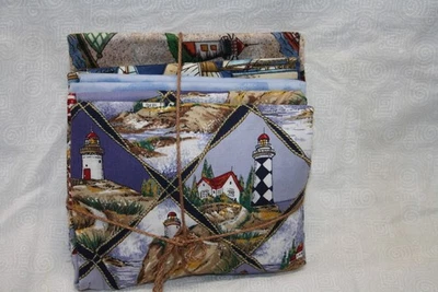 8 ТОЛСТЫХ ЧЕТВЕРТЕЙ 4 ПОЛОВИНЫ ЯРДА РАЗРЕЗЫ МОРЕ И НЕБО - 100% ХЛОПОК ТКАНЬ - Изображение 1 из 4