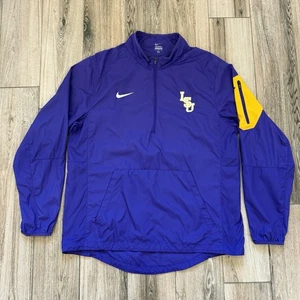 LSU Tigers Purple/Gold Nike Lockdown 3/4 Zip Windbreaker Jacket Size Large EUC - Picture 1 of 7